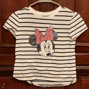 Disney Minnie Mouse Striped Kids T-Shirt - Navy and White